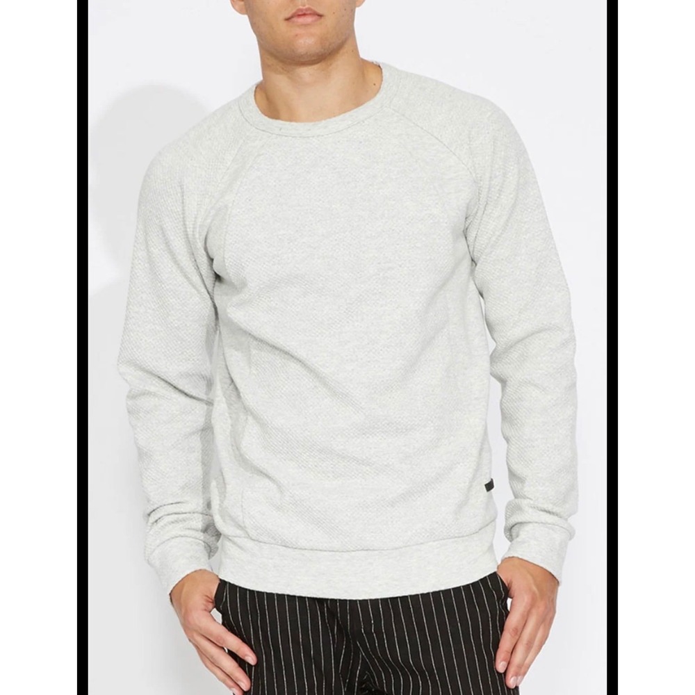 Civil Society Mens Textured Raglan Crewneck Sweatshirt Gray Diamond Knit